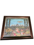 Unsigned Art Deco Watercolour Painting Terrace Scene Nude Goodyear Blimp