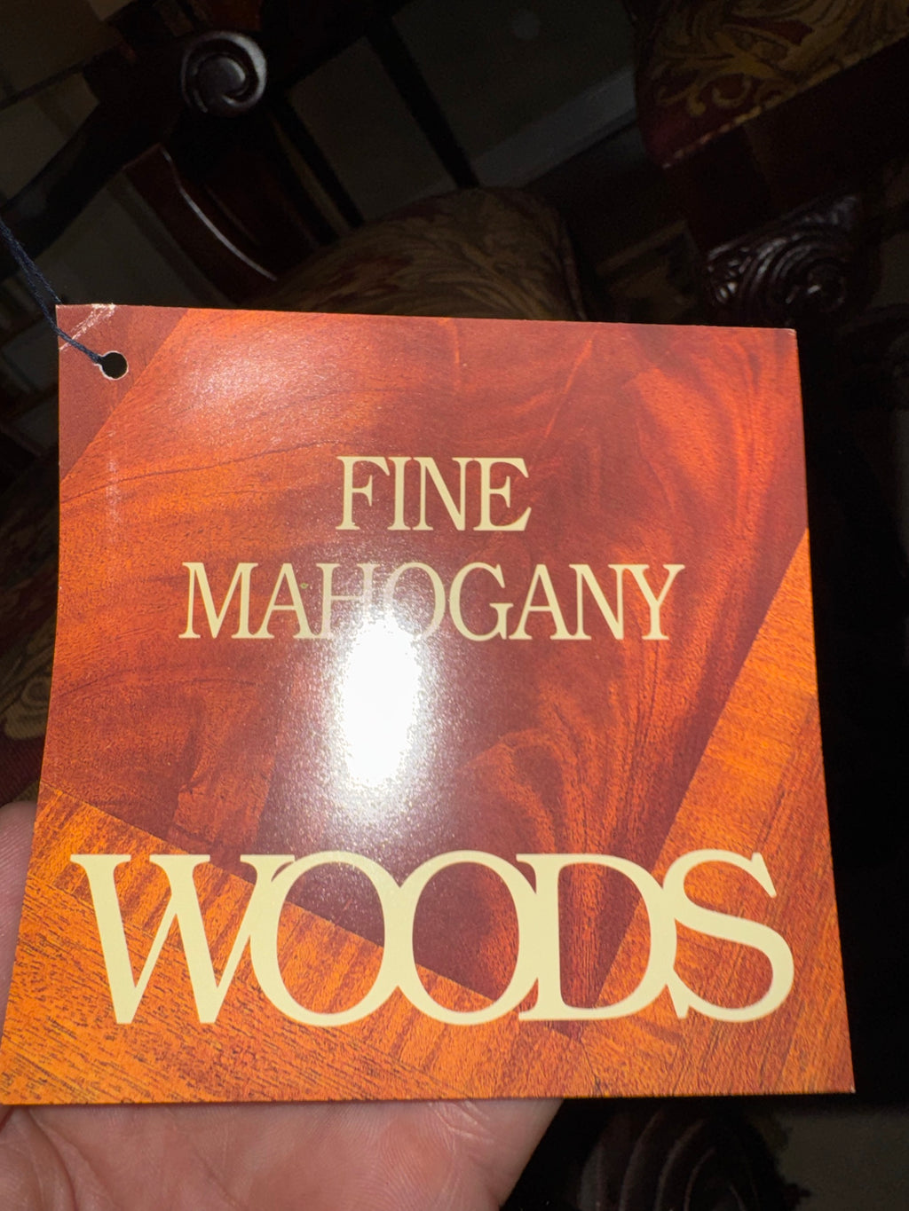 Fine Mahogany Woods manufacturer tag