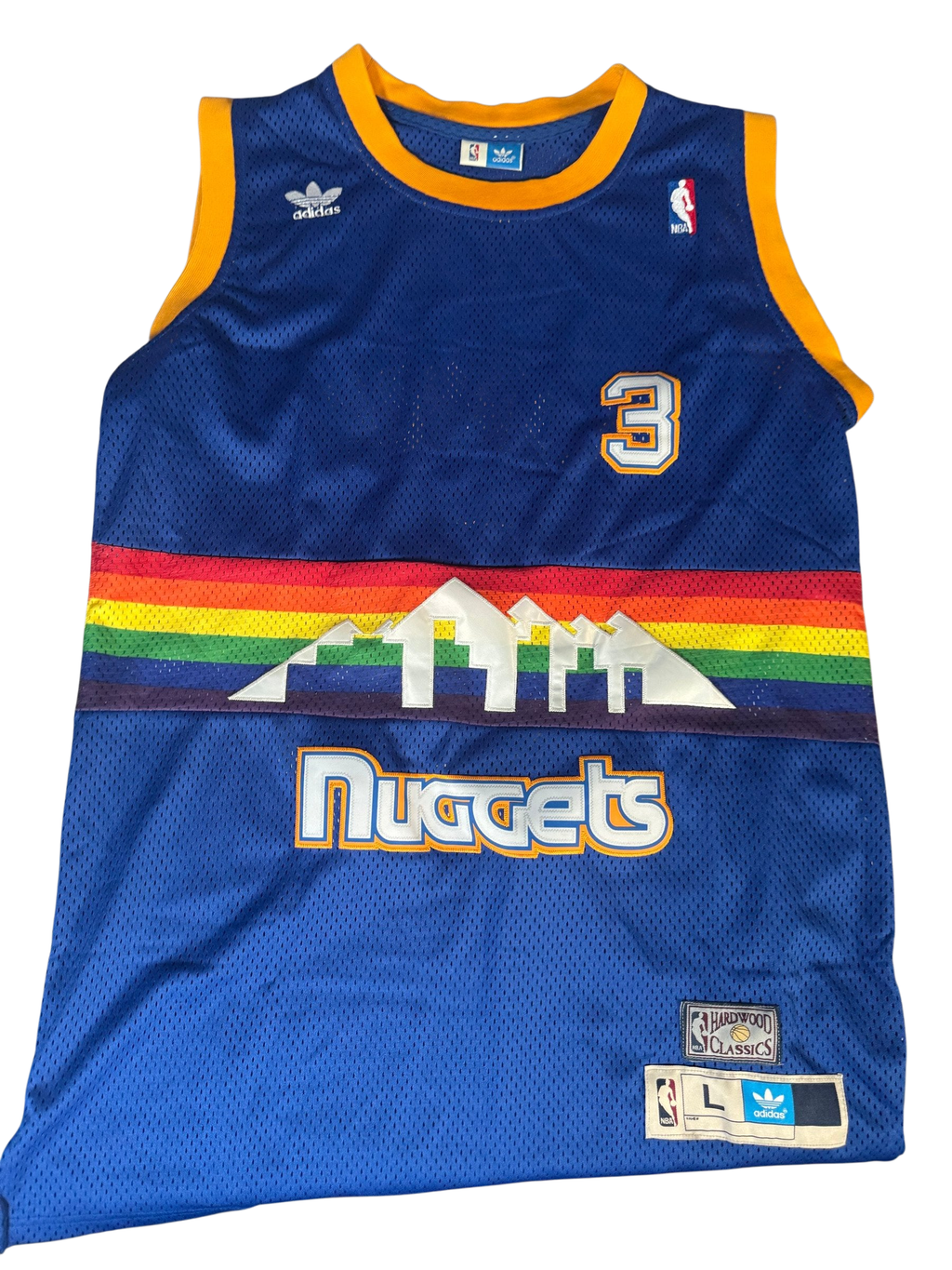 adidas Hardwood Classics Denver Nuggets #3 Rainbow Skyline Jersey Size L