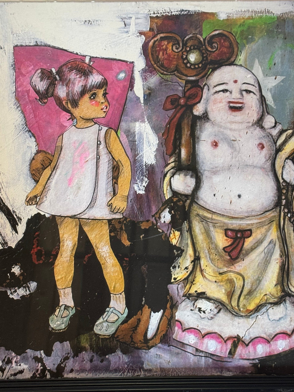 Close detail of the layered collage