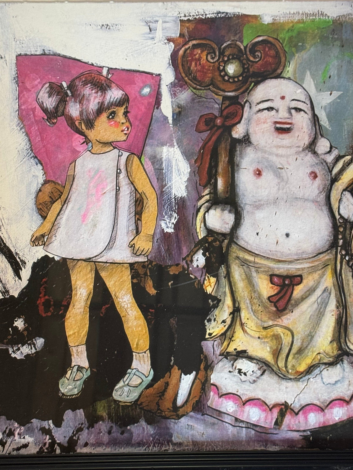Close detail of the layered collage
