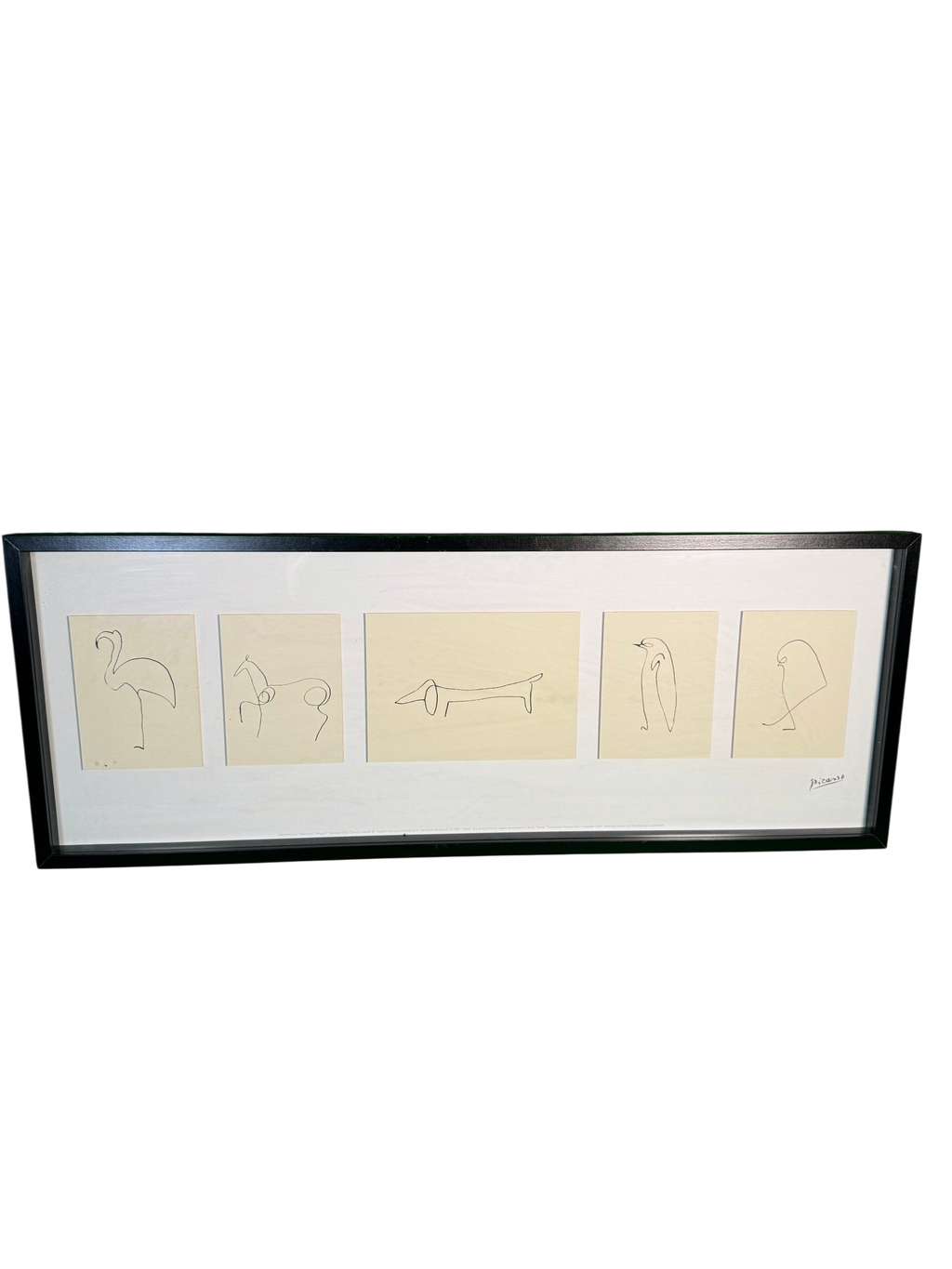 IKEA Olunda Framed After-Picasso Animal Drawings Reproduction Print 41x15.5 in