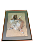 Seated Ballerina Watercolor Gouache Chalk on Buff Paper Signed Fried Pal Framed