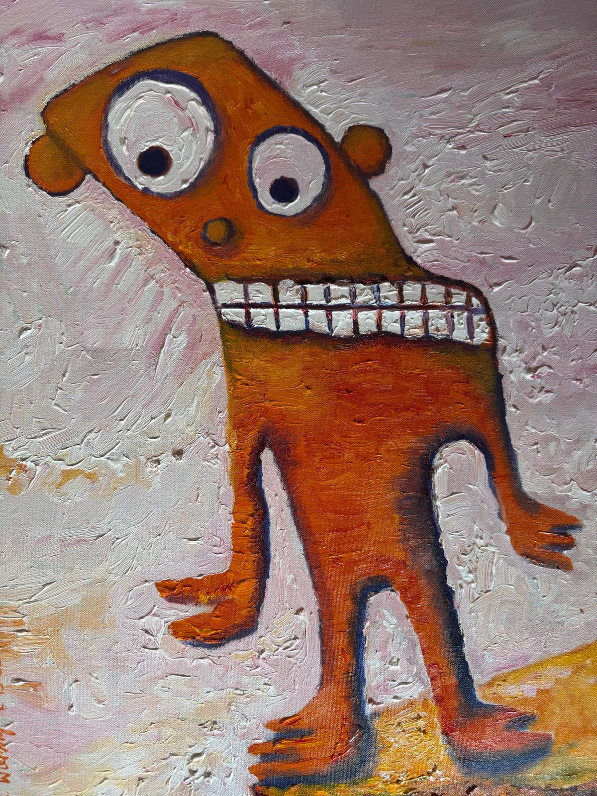 Close detail of the thick paint texture