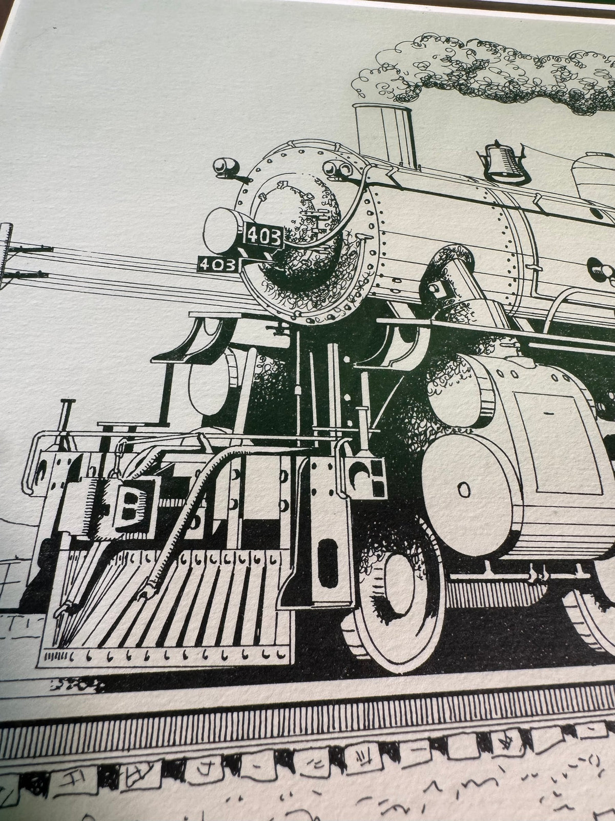 George Sperl Signed Pen-and-Ink Print Monon Route 403 4-6-2 Steam Locomotive
