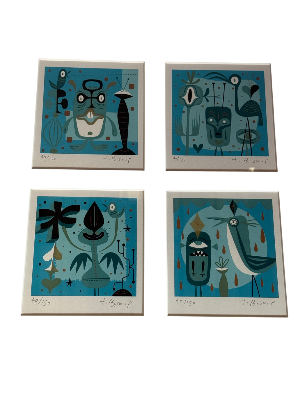 All four blue prints seen together