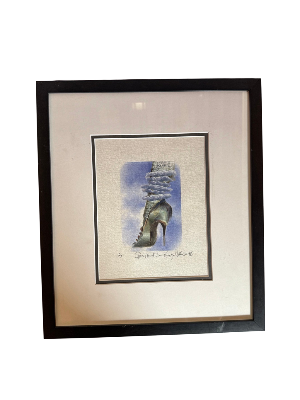 Framed Green Cloud Shoe print, straight-on