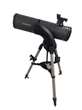 Celestron NexStar 130 SLT reflector telescope mounted on computerized alt-azimuth tripod, full side view
