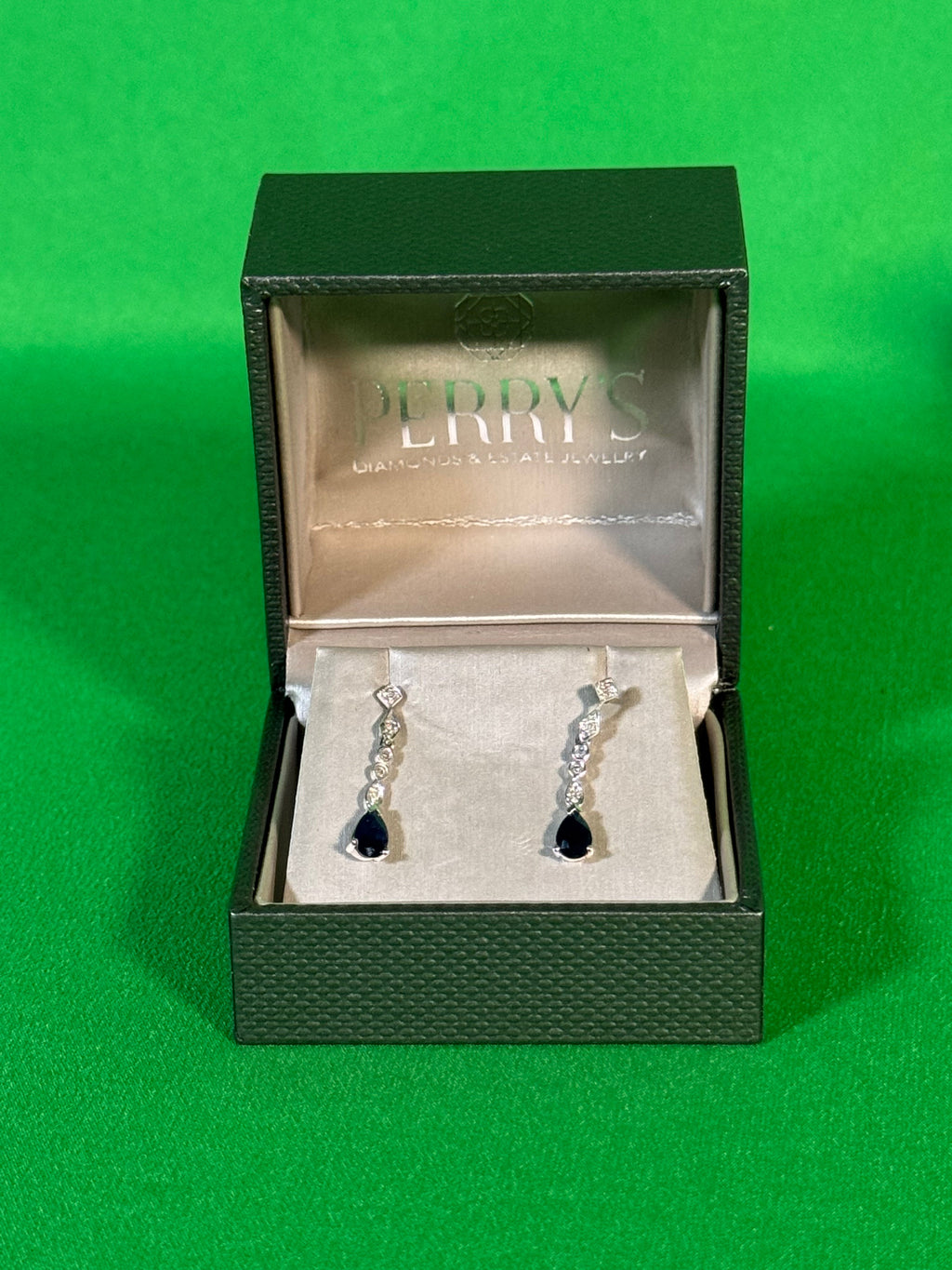 Sapphire and Diamond Drop Earrings Boxed