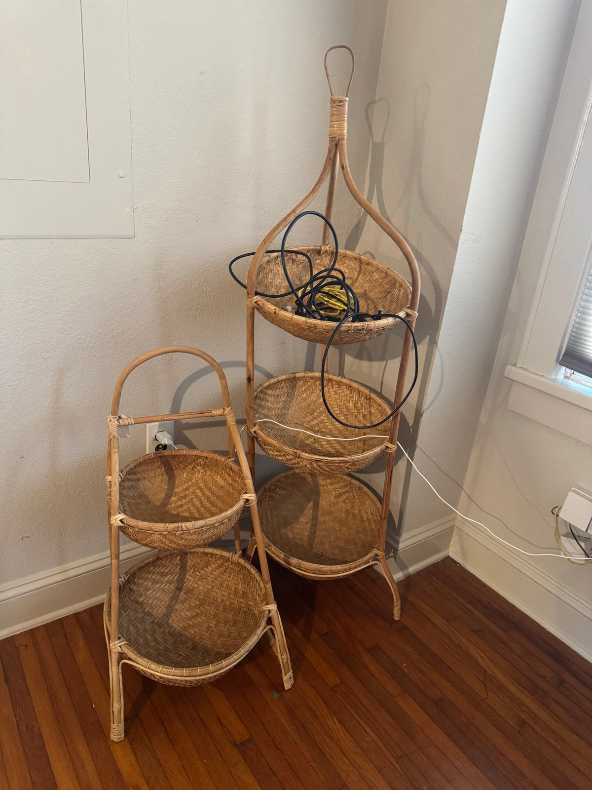 Both basket stands together in a corner