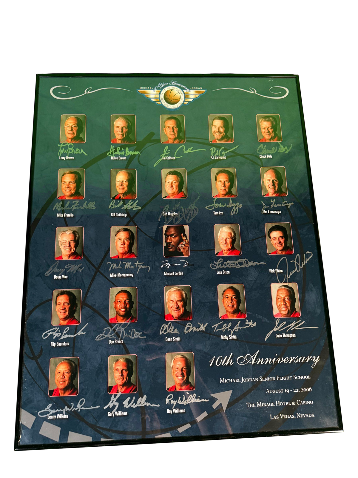 Michael Jordan Senior Flight School 2006 Poster Signed by 22 Coaches Framed