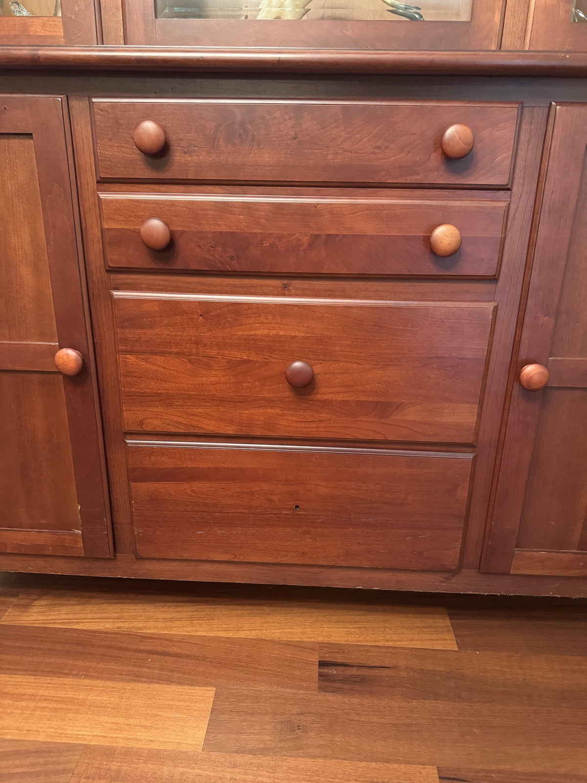 Buffet base with drawers and two cupboard doors