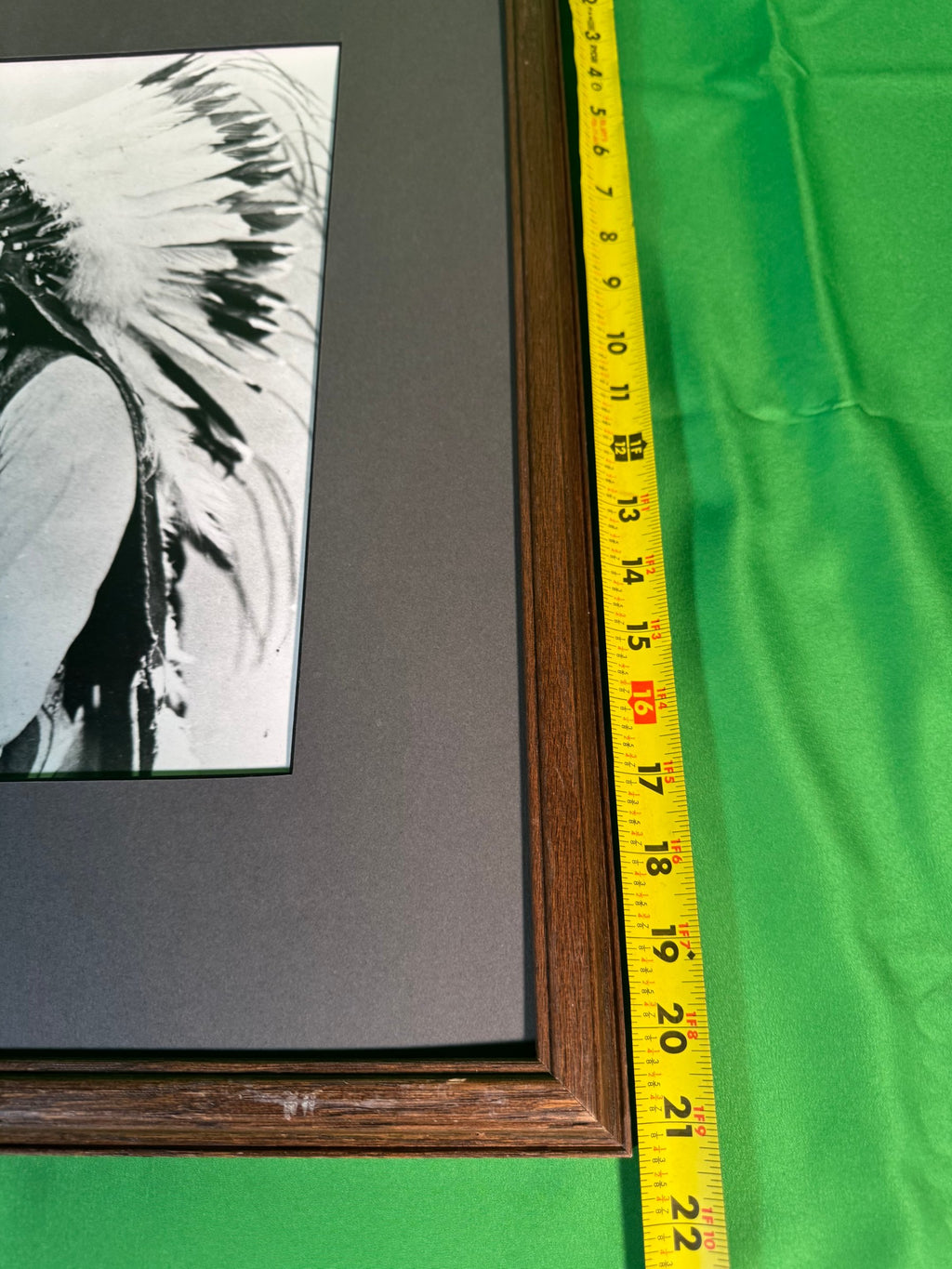 Black and White Photograph Plains Chief War Bonnet Portrait Framed Copy Print