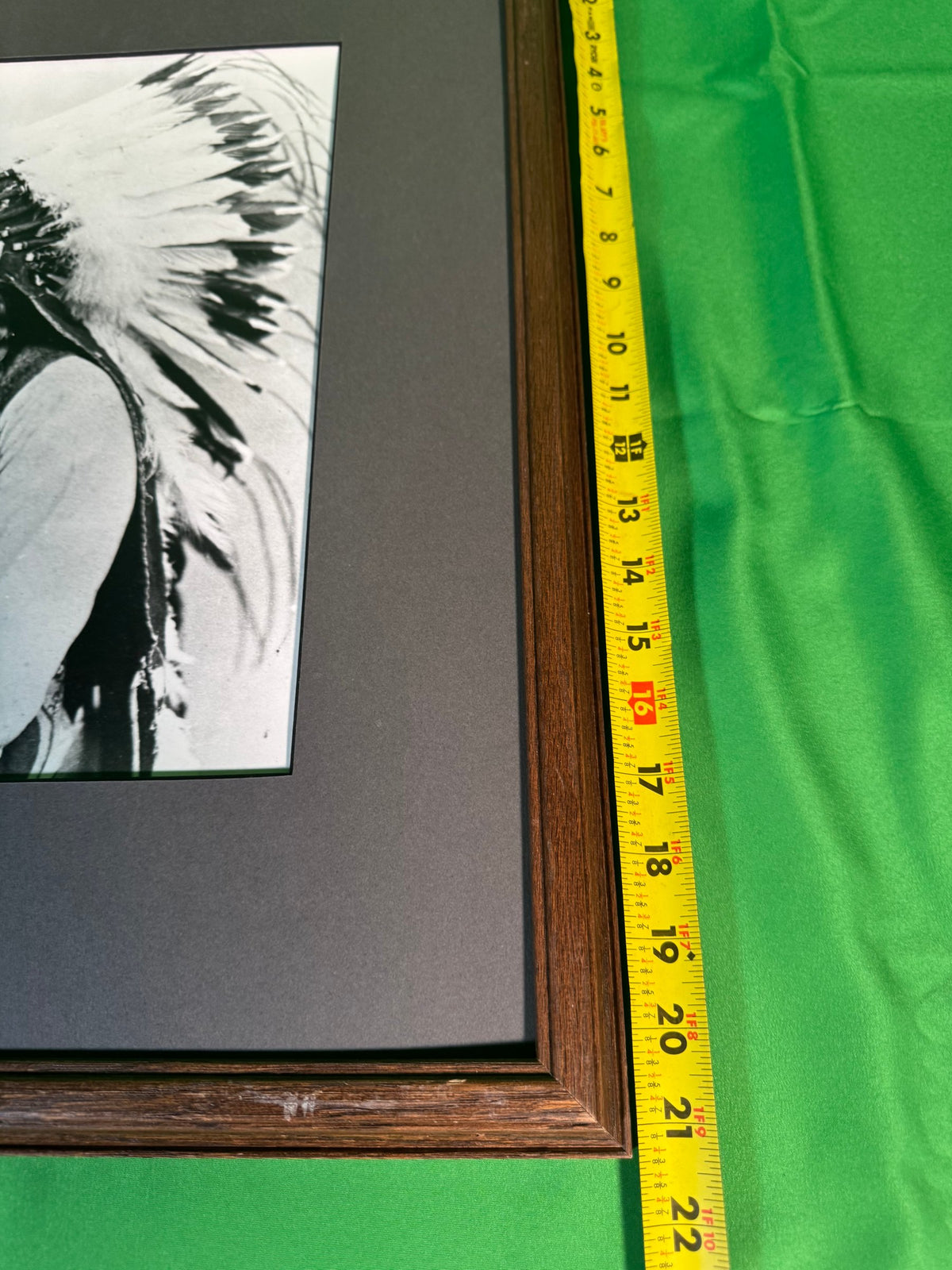 Black and White Photograph Plains Chief War Bonnet Portrait Framed Copy Print