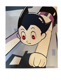 Astro Boy painting on stretched canvas, straight-on