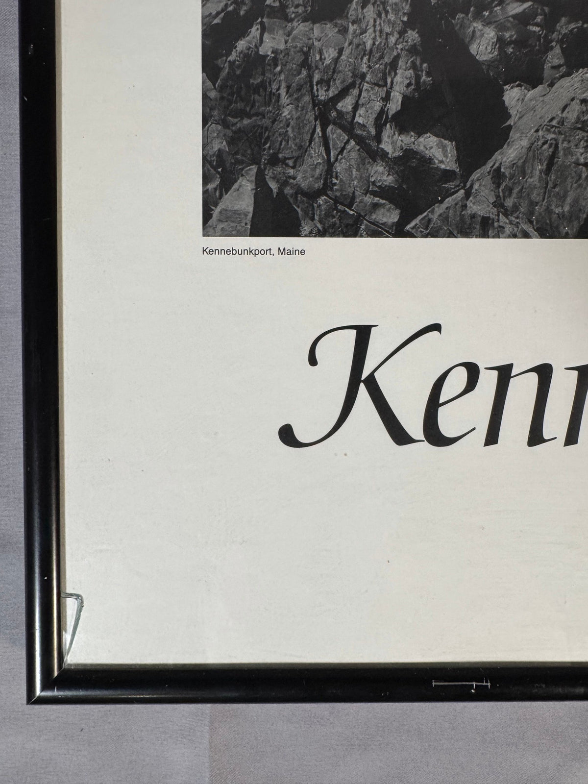 Kennebunkport Maine B&W Surf on Rocks Photo Poster, Neal Chaves, Framed