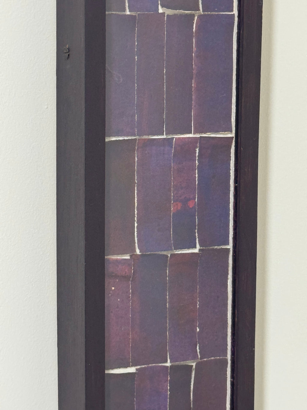 Framed Mosaic Panel Violet Purple Tesserae Long Horizontal Abstract Vintage