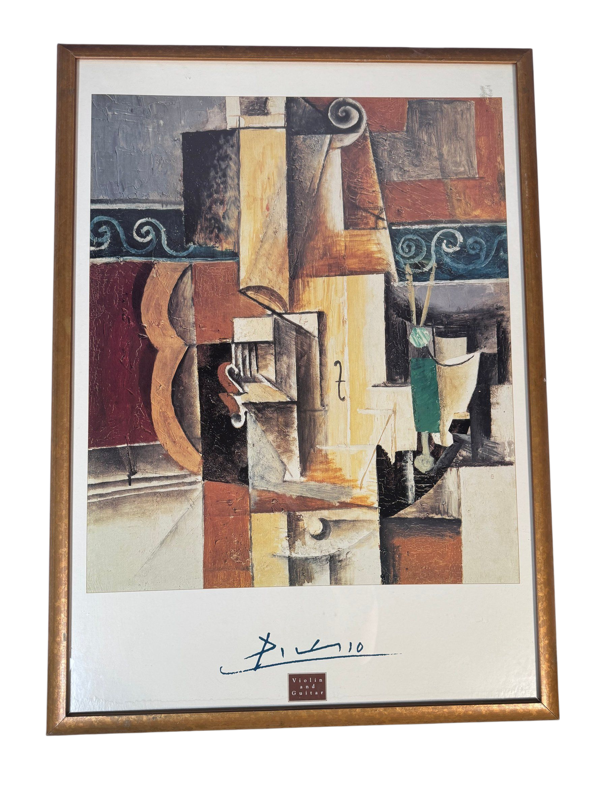 Framed decorative poster after Picasso, Violin and Guitar, facsimile signature