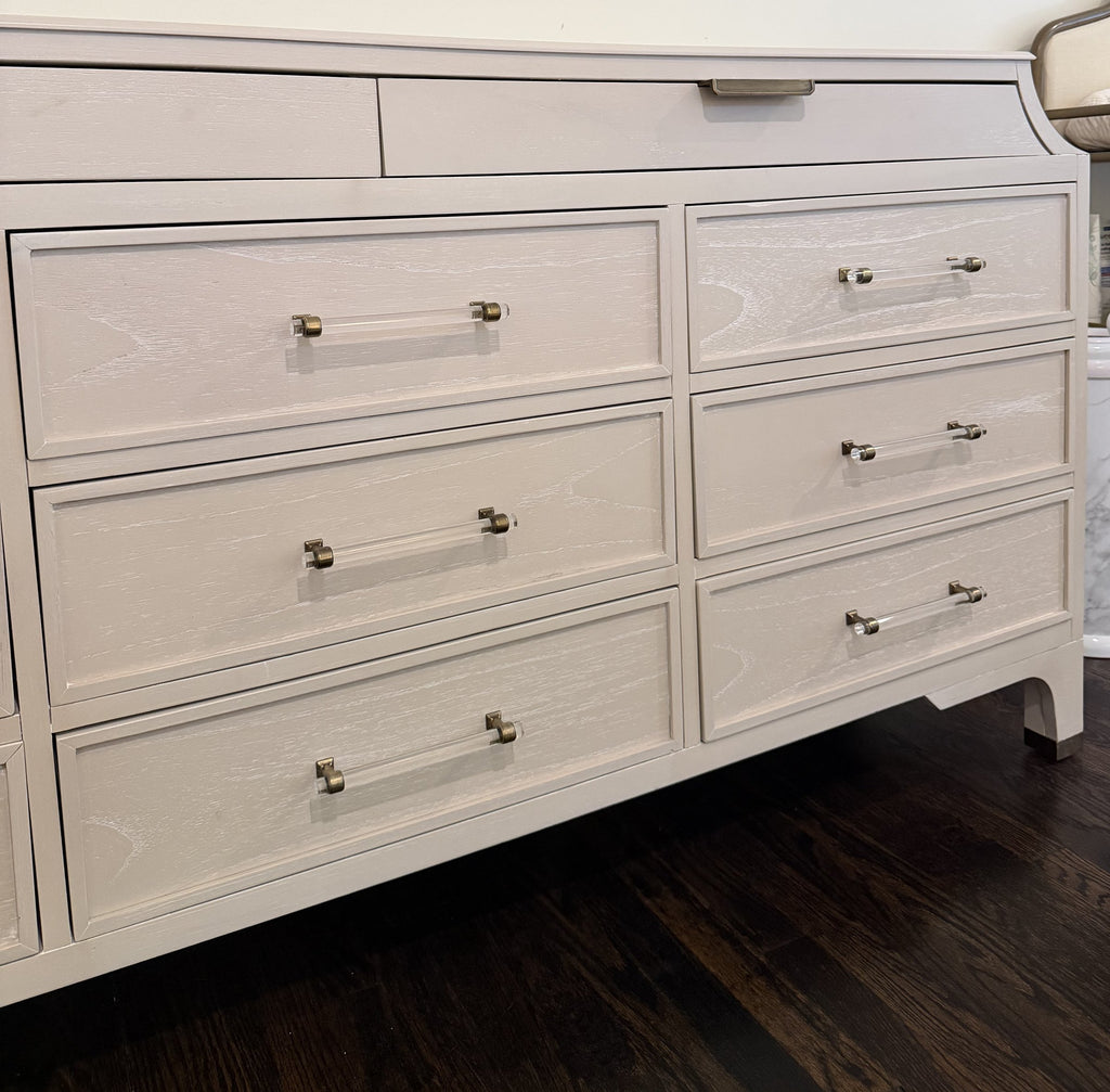 Gabby Alexandra dresser drawers at an angle, cerused grain