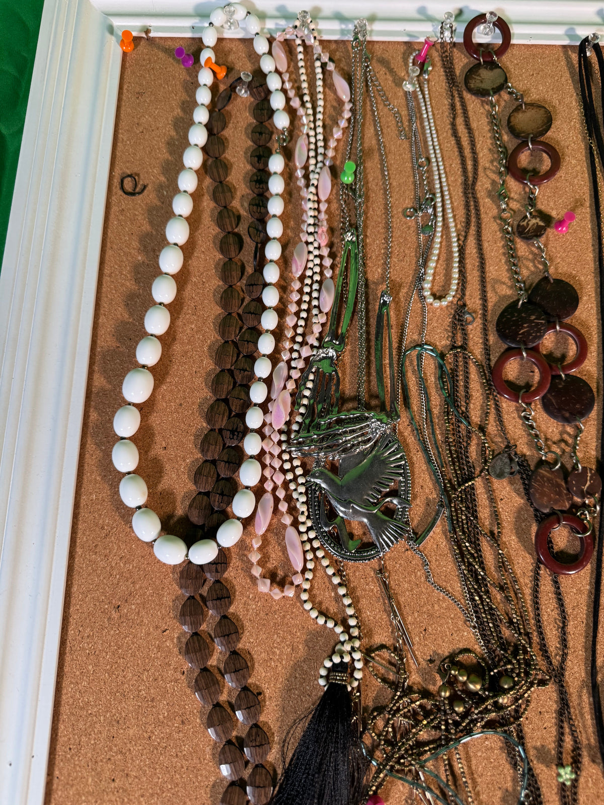 Necklace Collection on Framed Display Board
