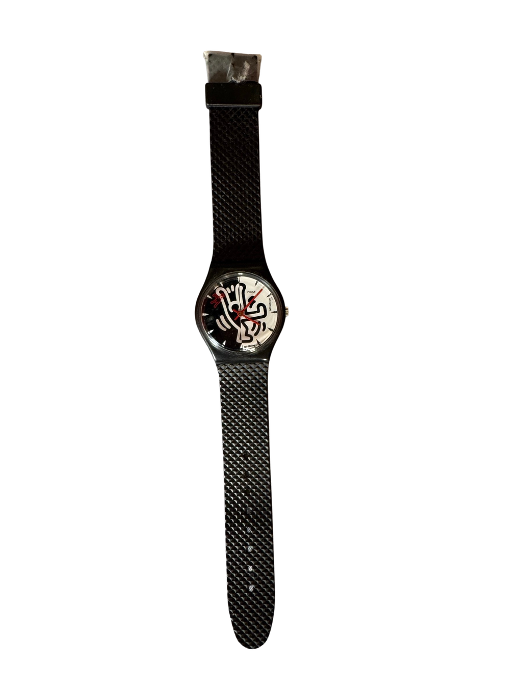Haring ARTWATCH black watch laid flat, face up