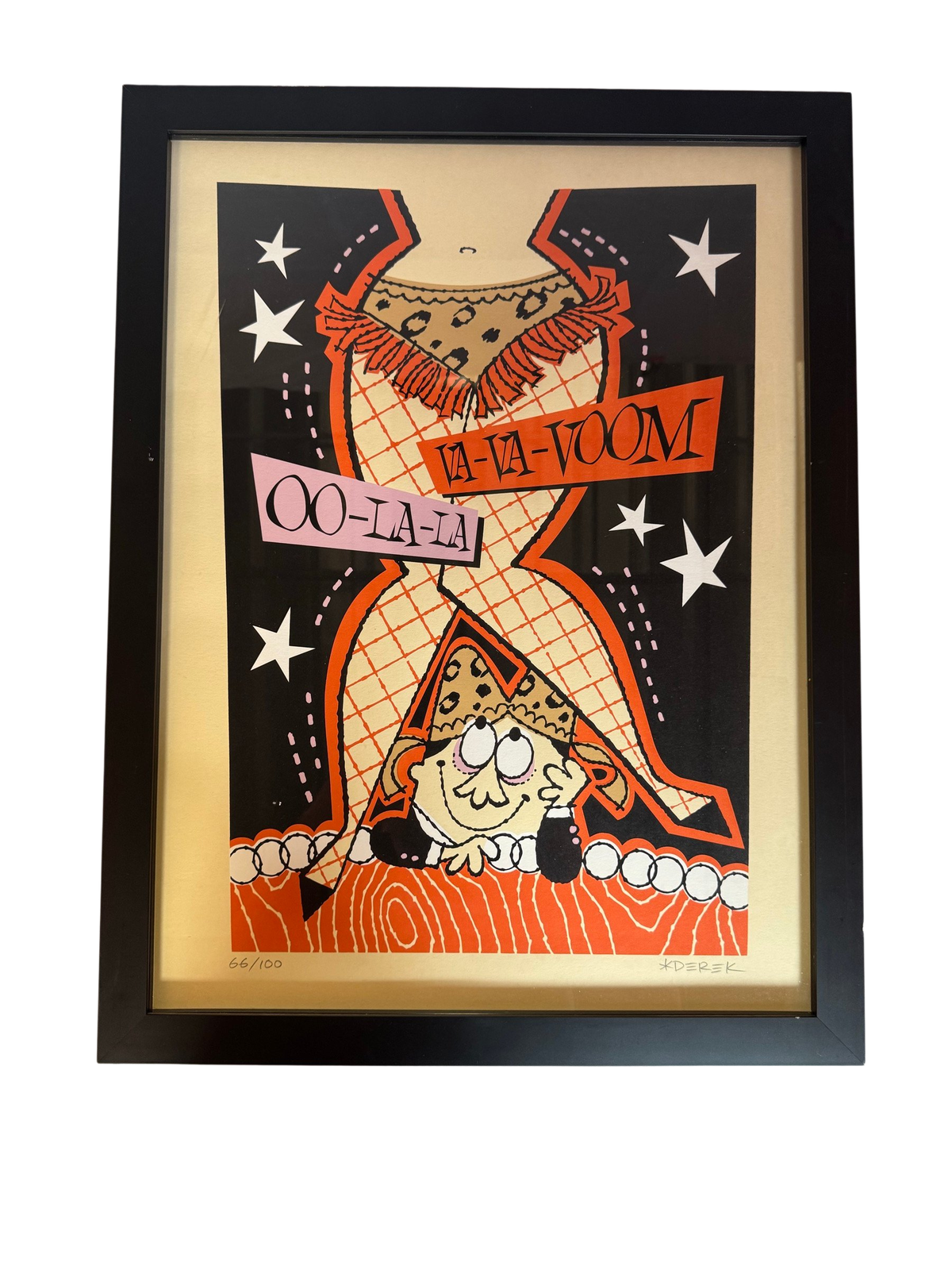 Oo-la-voom screenprint in black frame, straight-on