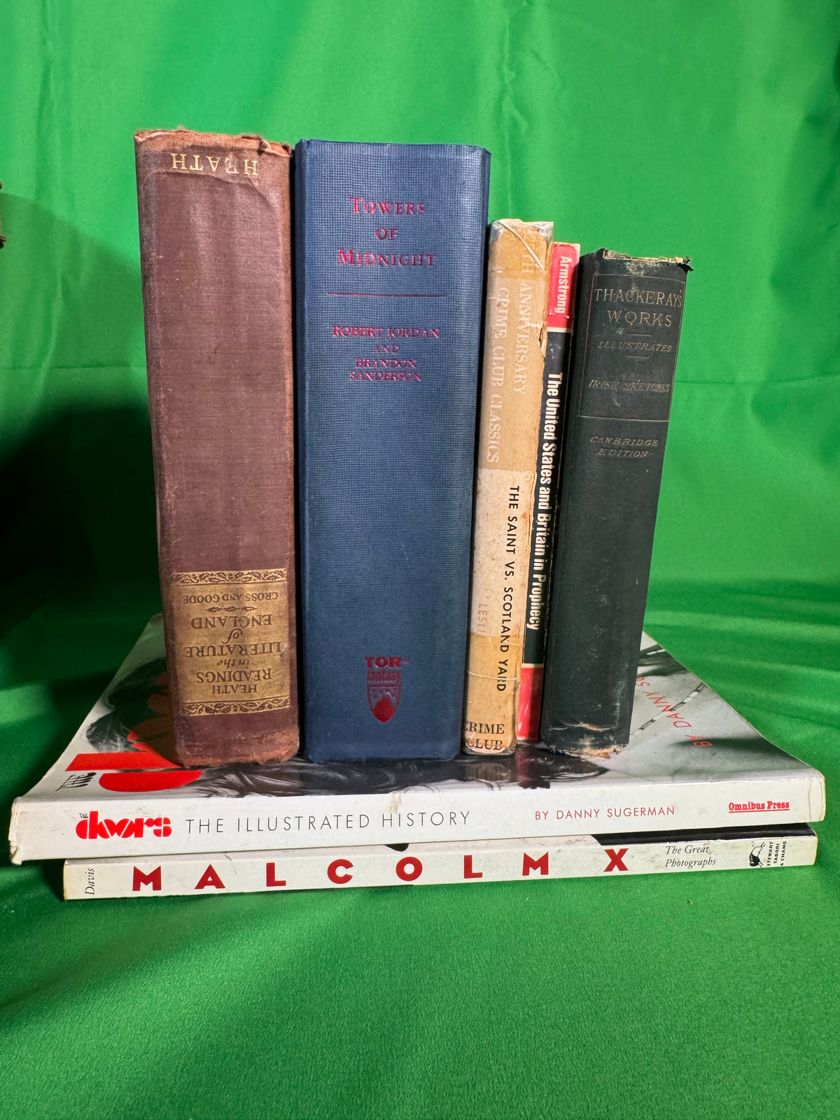 Heath Readings in the Literature of England, Towers of Midnight, The Saint vs. Scotland Yard and Thackeray's Irish Sketches stood on The Doors: The Illustrated History and Malcolm X: The Great Photographs