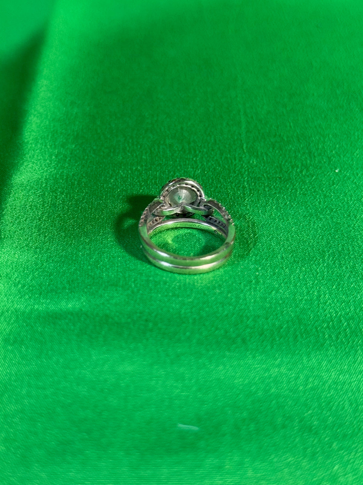 Natural Diamond Halo Engagement Ring and Band Set 18k White Gold Size 6 Pave Shoulders