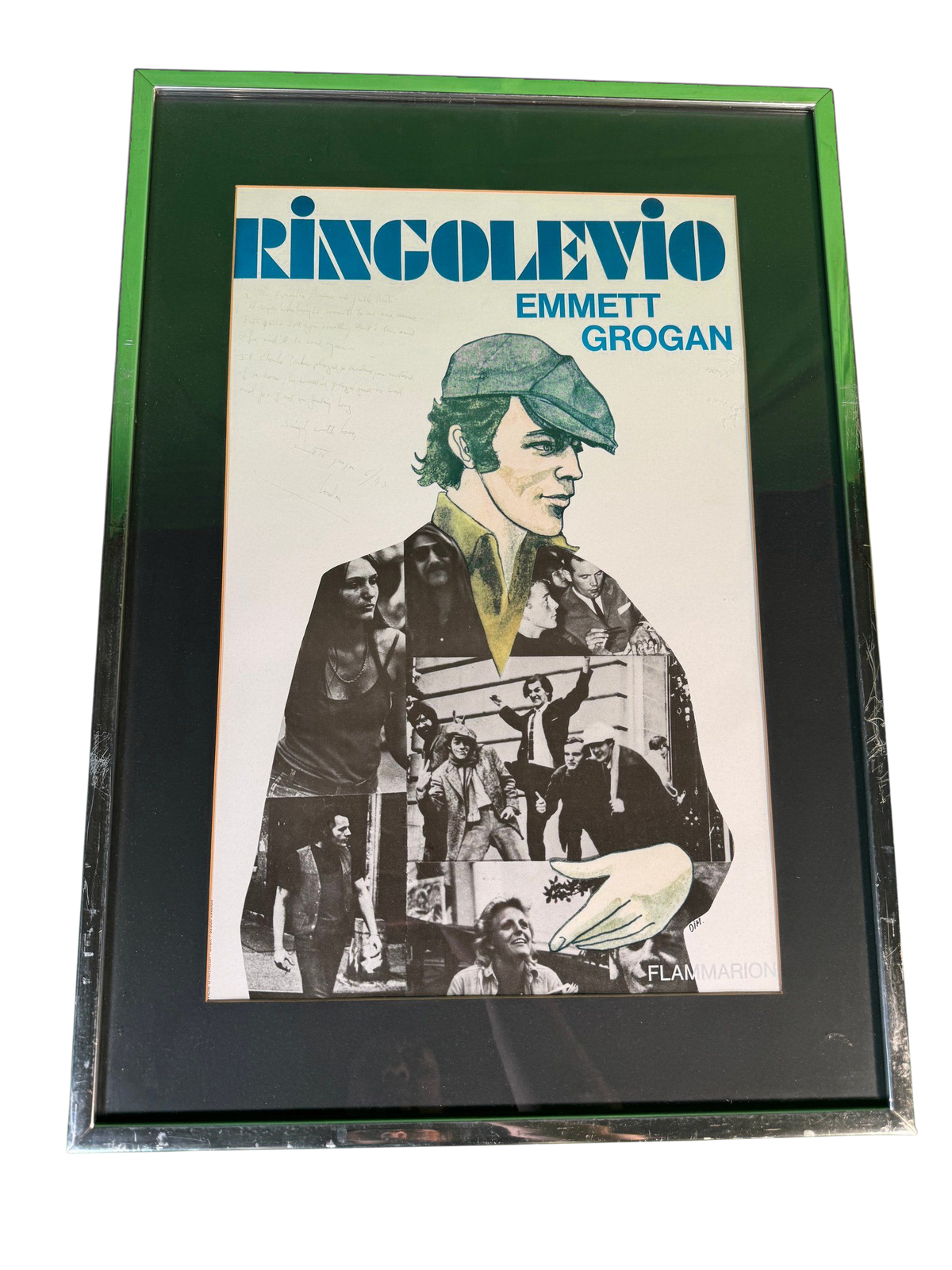 Ringolevio Flammarion French Poster 1973 Inscribed Signed Emmett Grogan Framed