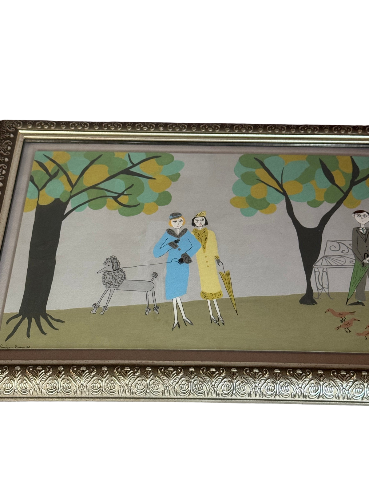 Alternate angle of the framed park scene