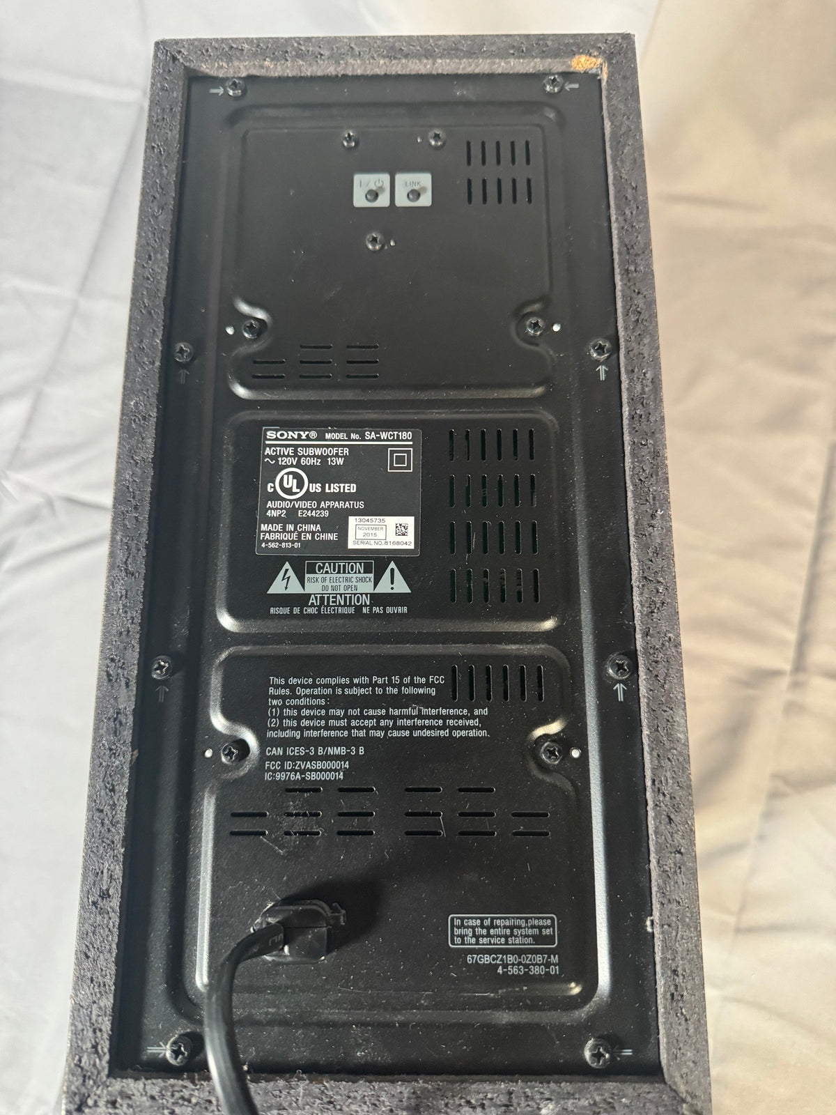 Sony SA-WCT180 Wireless Subwoofer for HT-CT180 Soundbar System, Sub Only