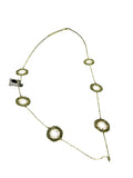 Costume Necklace Pair Mesh Collar and Green Station Necklace — main image on a white ground