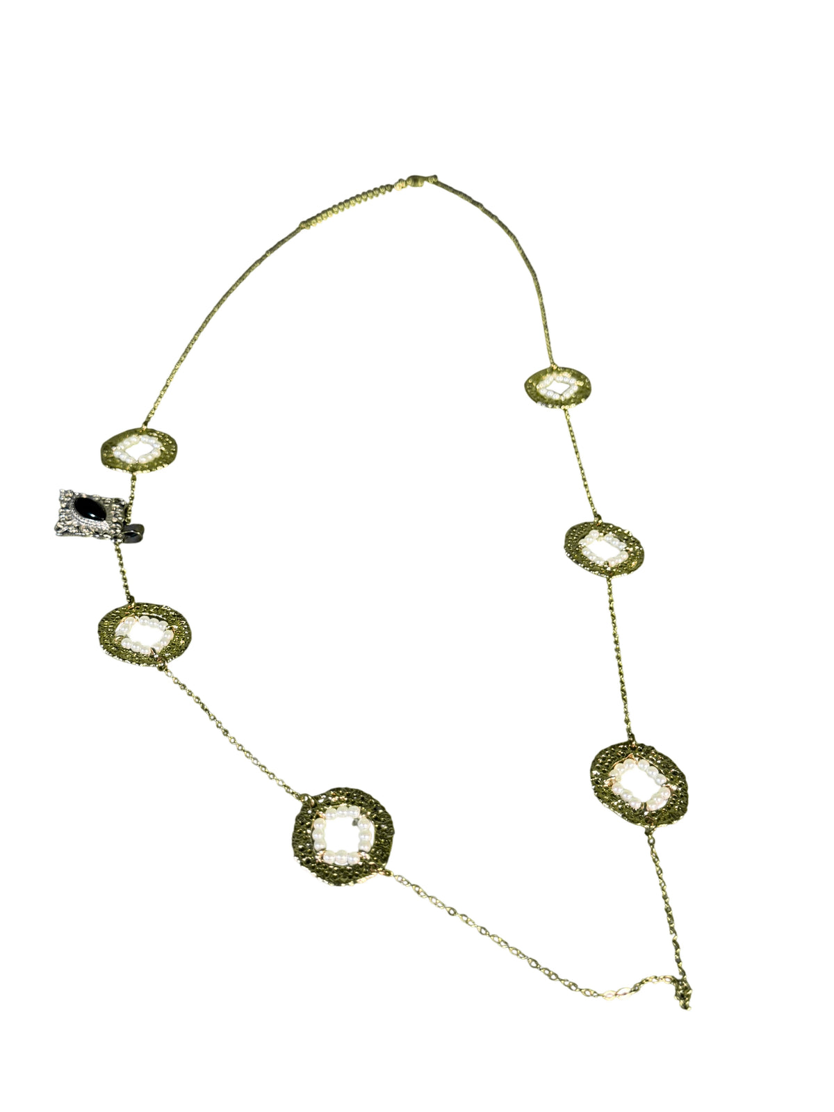 Costume Necklace Pair Mesh Collar and Green Station Necklace — main image on a white ground