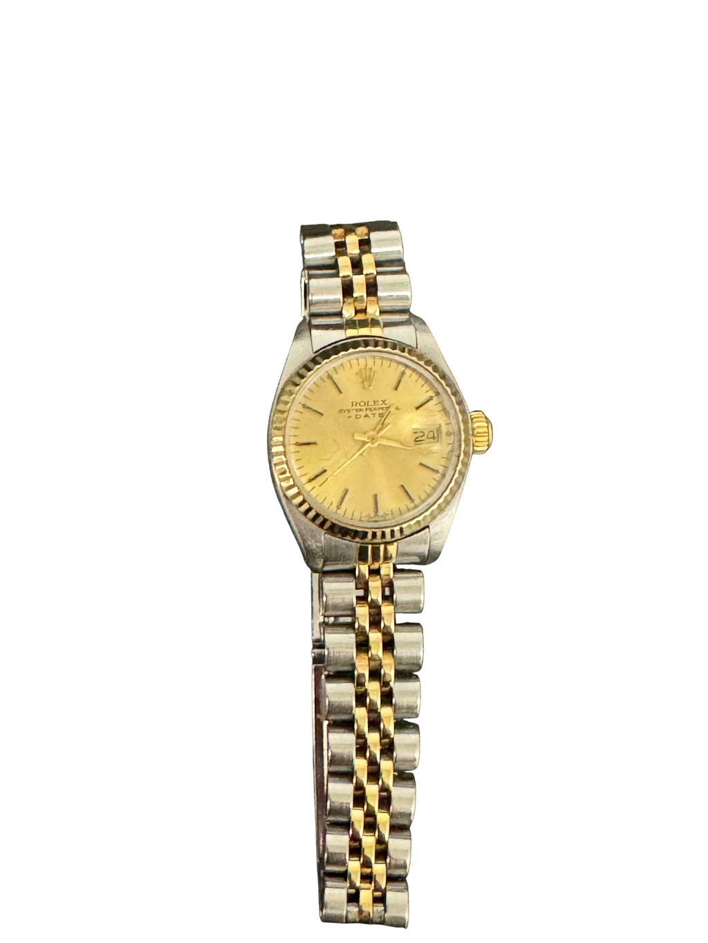 Rolex Datejust Ladies Two Tone Steel Gold Fluted Bezel Jubilee Champagne Dial