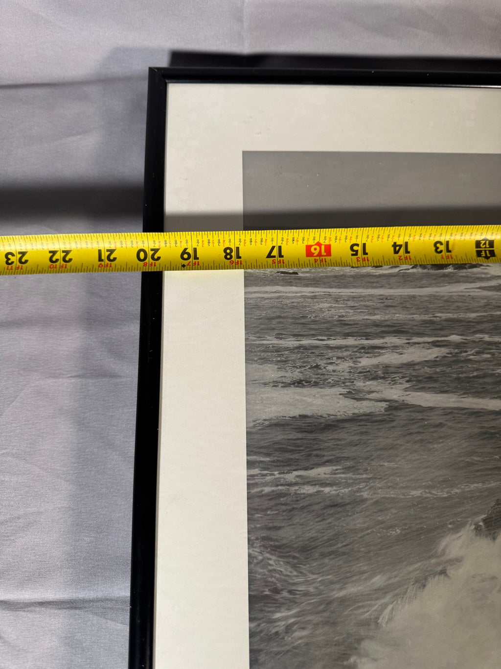 Kennebunkport Maine B&W Surf on Rocks Photo Poster, Neal Chaves, Framed