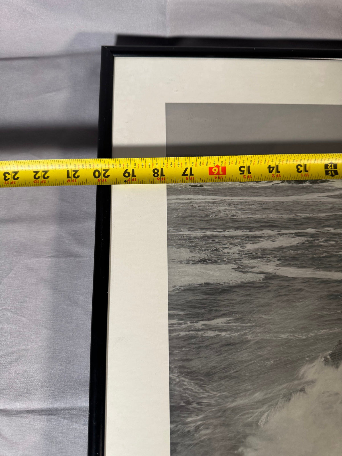 Kennebunkport Maine B&W Surf on Rocks Photo Poster, Neal Chaves, Framed