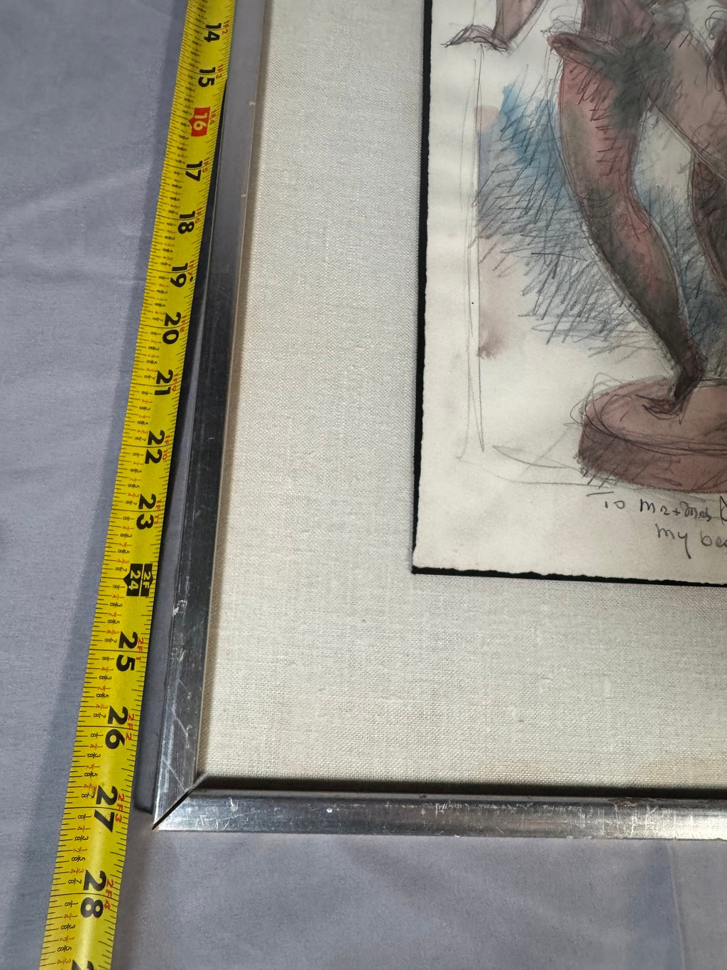 Chaim Gross Signed 1966 Pencil Watercolor Drawing Two Dancers Inscribed Girard