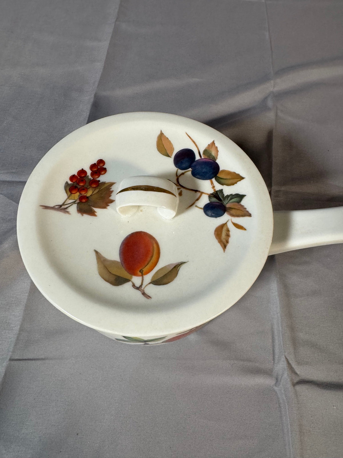 Royal Worcester Evesham Covered Saucepan, Porcelain Handle, Wire Hanger