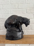 Bronze Bear Sculpture Seated Figure Dark Patina Vintage Very Good