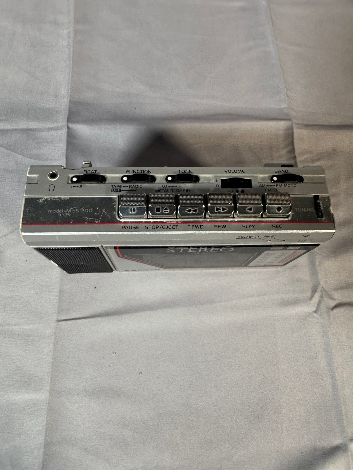 Sanyo M-S200 AM/FM Stereo Radio Cassette Recorder Silver Made in Japan