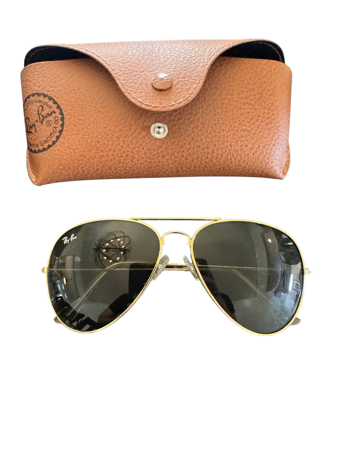 Ray-Ban RB3025 Aviator Sunglasses Gold Frame G-15 Lens w/ Case Scratched Good
