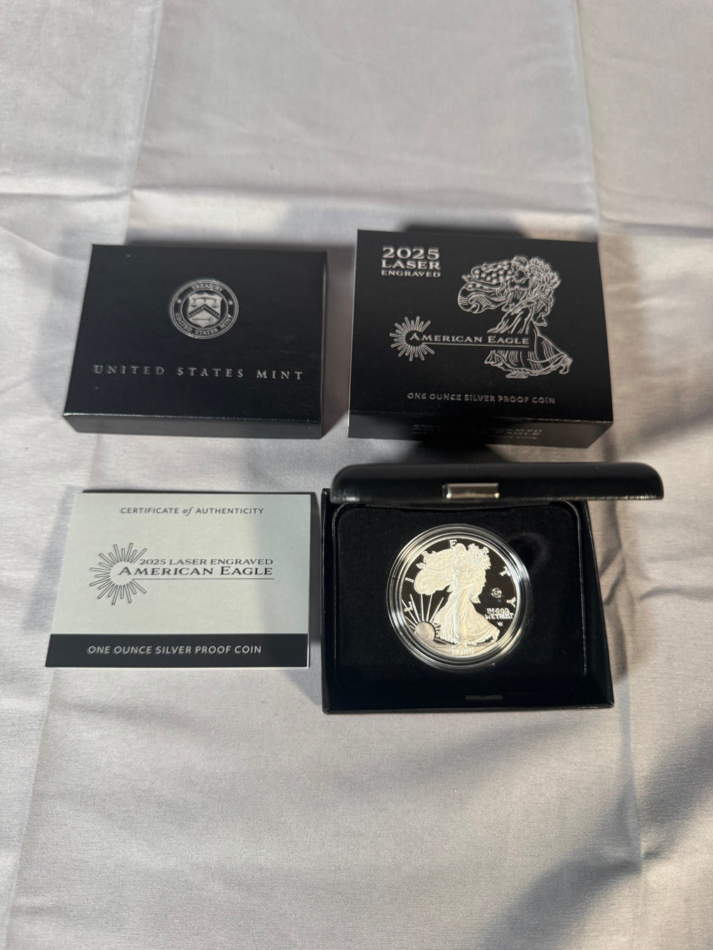 2025 Laser Engraved American Eagle One Ounce Silver Proof Coin US Mint Box COA