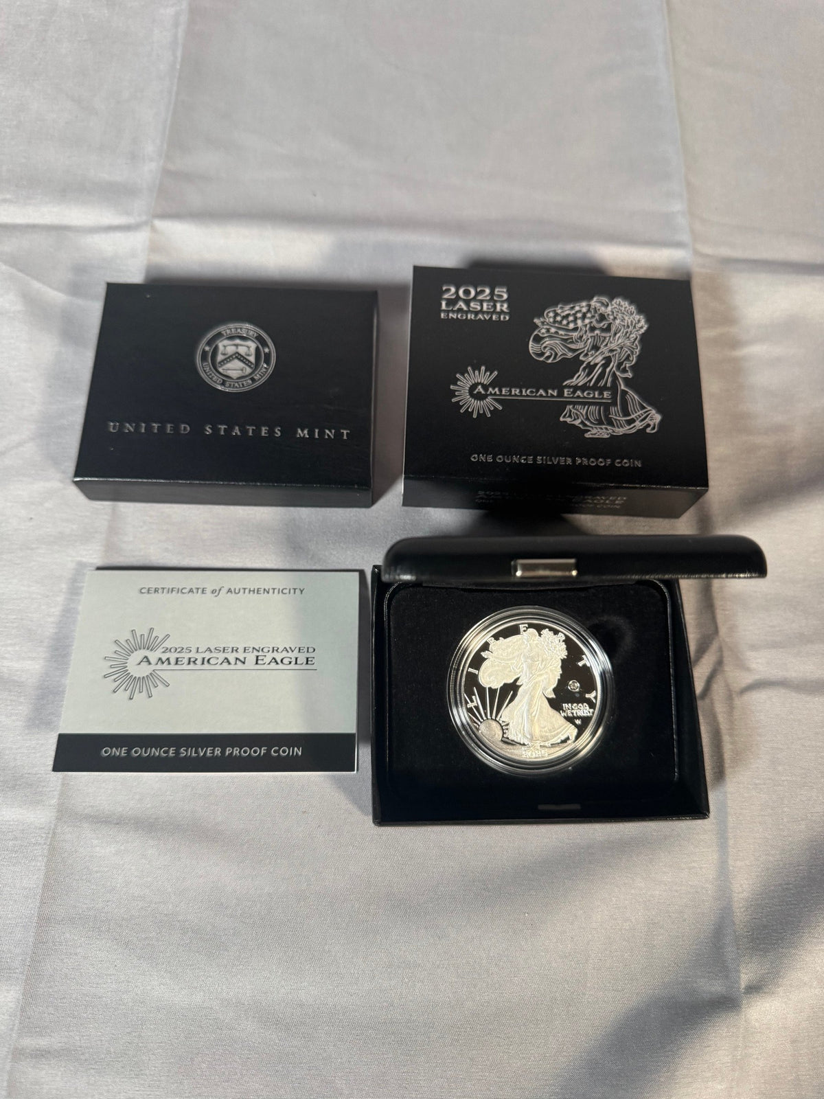 2025 Laser Engraved American Eagle One Ounce Silver Proof Coin US Mint Box COA