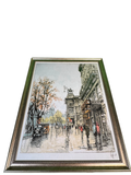 Hand-Colored Etching and Aquatint Vienna Street Scene with Hotel Bristol Framed