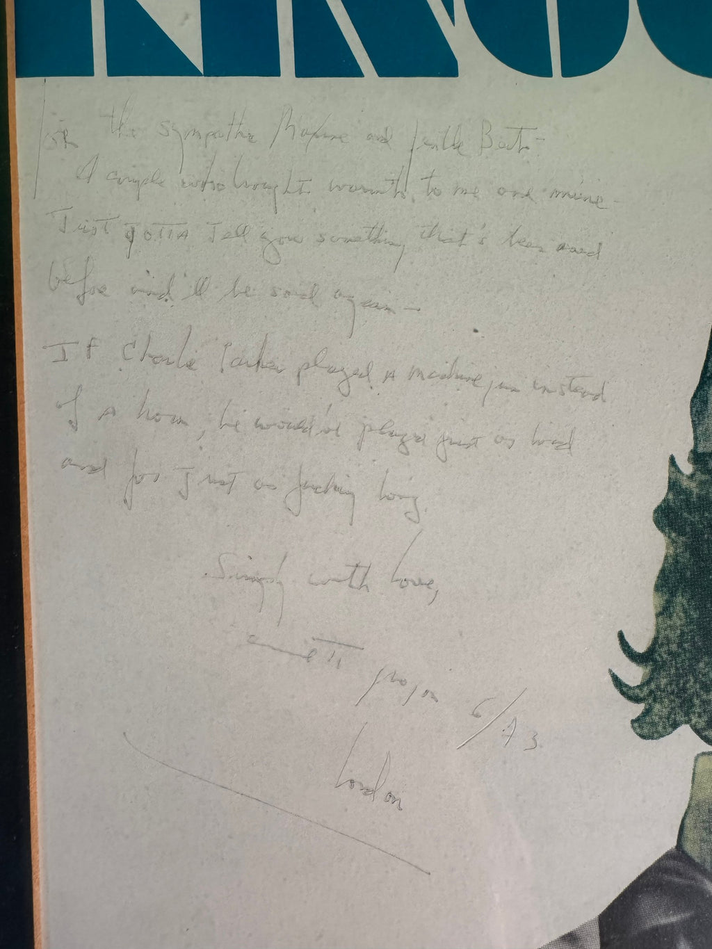 Ringolevio Flammarion French Poster 1973 Inscribed Signed Emmett Grogan Framed