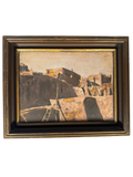 Southwest Pueblo Oil Painting with Kiva Ladders Signed McDonough Vintage Frame