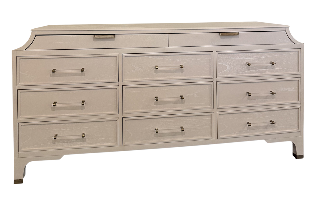 Gabby Alexandra 11-drawer dresser in Cerused White Light Gray, front view