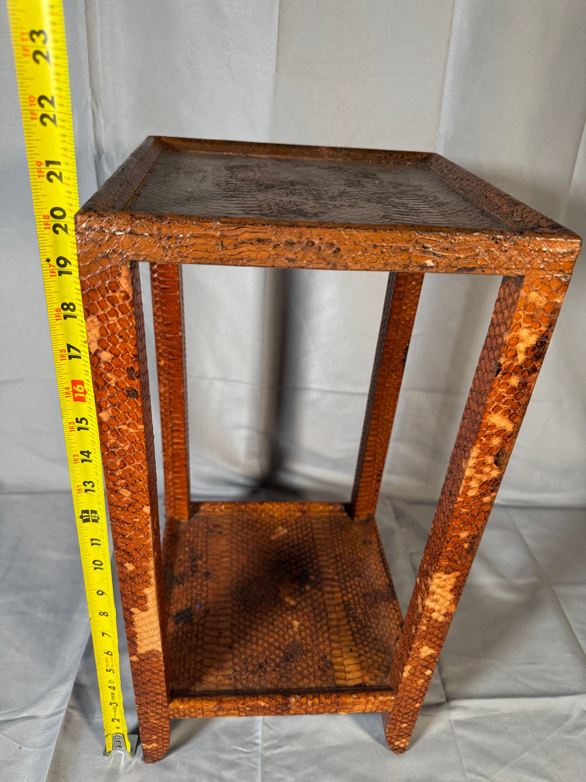 Snakeskin Two-Tier Side Table, Attributed to Karl Springer