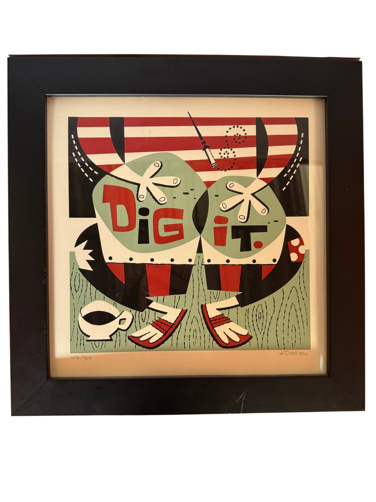 Framed DIG IT screenprint, straight-on