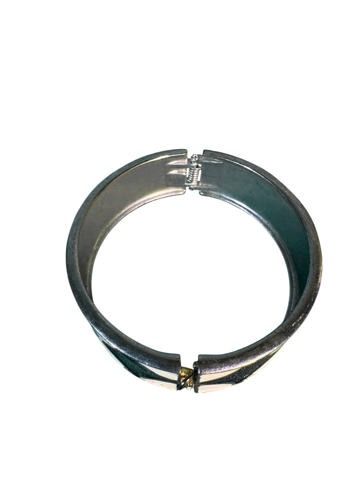 Costume Bracelet Lot Two Wide Cuffs and a Hinged Bangle — main image on a white ground